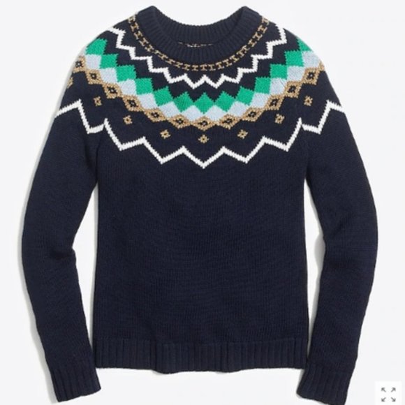 J Crew Fair Isle Sweater Navy 